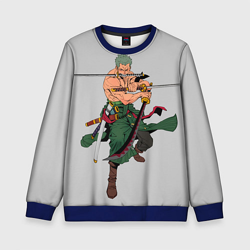 Детский свитшот Арт Ророноа Зоро, One Piece / 3D-Синий – фото 1