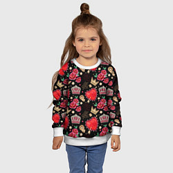 Свитшот детский Корона и розы, цвет: 3D-белый — фото 2