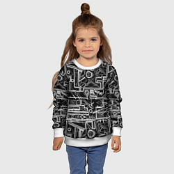Свитшот детский Белые абстрактные линии, цвет: 3D-белый — фото 2