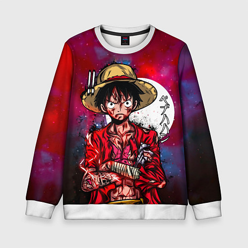 Детский свитшот Луффи One Piece Большой куш / 3D-Белый – фото 1