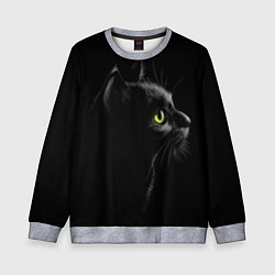 Свитшот детский Черный кот, цвет: 3D-меланж