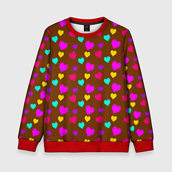 Свитшот детский Сердечки разноцветные, цвет: 3D-красный