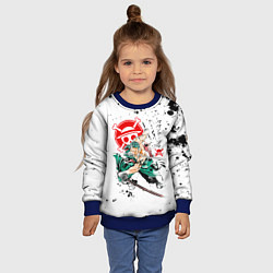 Свитшот детский Ророноа Зоро пират Соломенной Шляпы, цвет: 3D-синий — фото 2