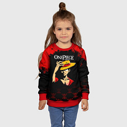 Свитшот детский Луффи One Piece Большой куш, цвет: 3D-красный — фото 2