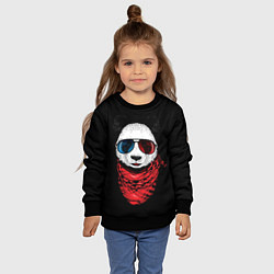 Свитшот детский Панда Хипстер в Очках, цвет: 3D-черный — фото 2