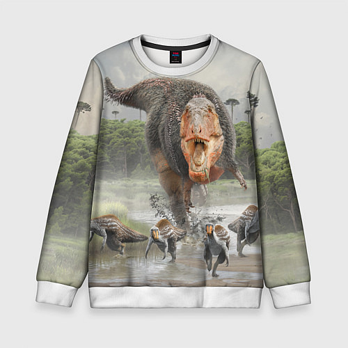 Детский свитшот Т-Рекс Динозавр Dino Z / 3D-Белый – фото 1