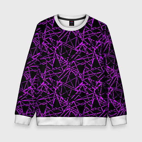 Детский свитшот Фиолетово-черный абстрактный узор / 3D-Белый – фото 1