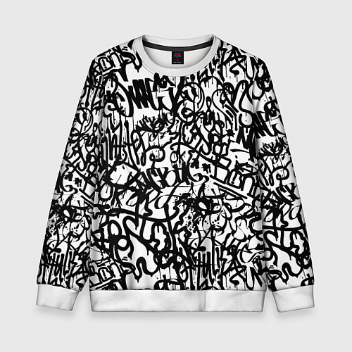 Детский свитшот Graffiti black on white / 3D-Белый – фото 1