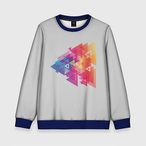 Детский свитшот Цветные треугольники / 3D-Синий – фото 1