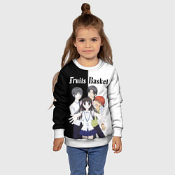 Свитшот детский Корзинка фруктов персонажи, цвет: 3D-белый — фото 2