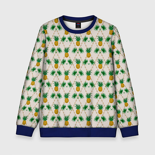 Детский свитшот Узор ретро Ананасы / 3D-Синий – фото 1