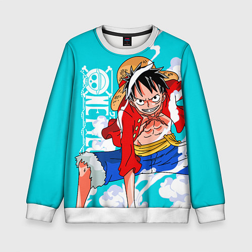 Детский свитшот Ван-Пис, Гому Гому но Ми / 3D-Белый – фото 1