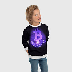 Свитшот детский BITCOIN IN HAND БИТКОИН, цвет: 3D-белый — фото 2