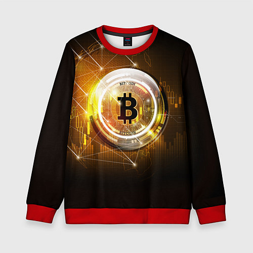 Детский свитшот КРИПТОВАЛЮТА БИТКОИН / 3D-Красный – фото 1