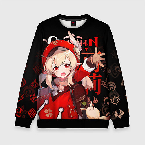 Детский свитшот Кли, Genshin Impact / 3D-Черный – фото 1