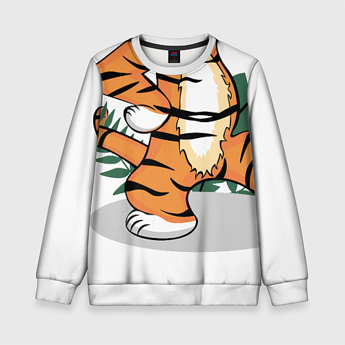 Детский свитшот Тигренок стоит / 3D-Белый – фото 1