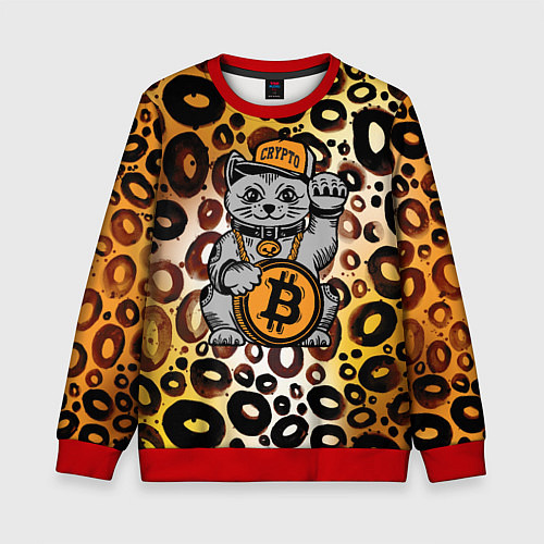 Детский свитшот BitCoin кот / 3D-Красный – фото 1
