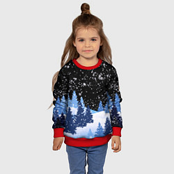 Свитшот детский Снежная ночь в зимнем лесу, цвет: 3D-красный — фото 2