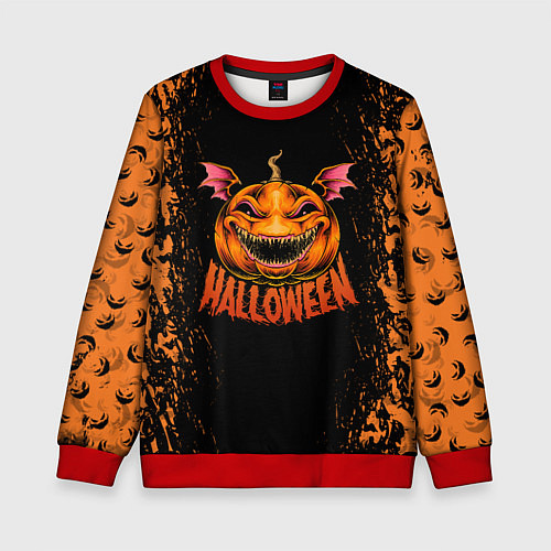 Детский свитшот Веселая тыква на хеллоуин / 3D-Красный – фото 1