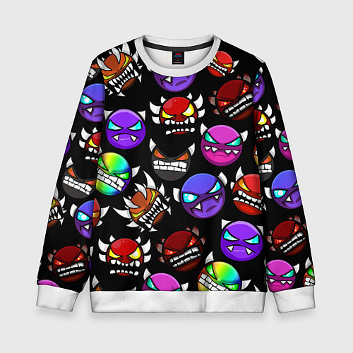 Детский свитшот Geometry Dash: Demons Squad / 3D-Белый – фото 1