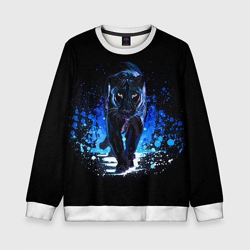 Детский свитшот Черная пантера пятна краски / 3D-Белый – фото 1