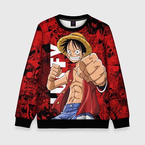 Детский свитшот Манки Д Луффи, One Piece / 3D-Черный – фото 1