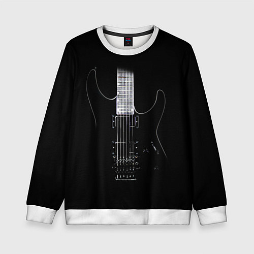 Детский свитшот ЧЕРНАЯ ЭЛЕКТРОГИТАРА / 3D-Белый – фото 1