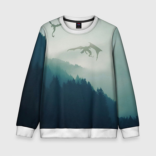 Детский свитшот ДРАКОНЫ НАД ЛЕСОМ DRAGON / 3D-Белый – фото 1