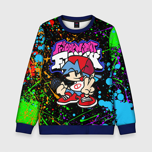 Детский свитшот FRIDAY NIGHT FUNKIN БРЫЗГИ КРАСОК, ГЕРОЙ / 3D-Синий – фото 1