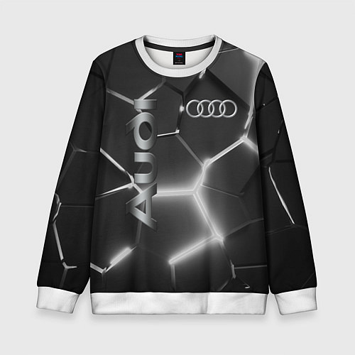 Детский свитшот AUDI GREY 3D ПЛИТЫ / 3D-Белый – фото 1