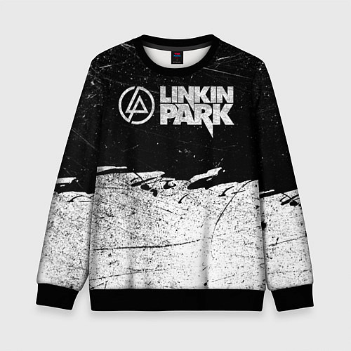 Детский свитшот Линкин Парк Лого Рок ЧБ Linkin Park Rock / 3D-Черный – фото 1