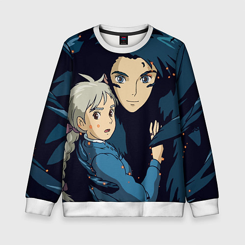 Детский свитшот Ходячий замок Софи и Хаул летят / 3D-Белый – фото 1