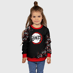 Свитшот детский КЛИНОК РАССЕКАЮЩИЙ ДЕМОНОВ БРЫЗГИ КРАСОК, цвет: 3D-красный — фото 2