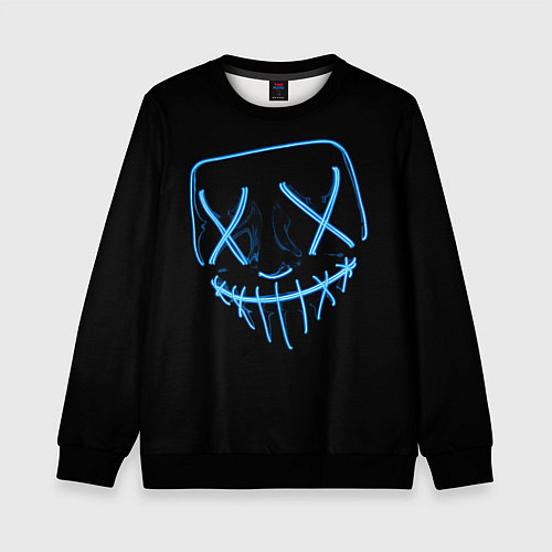 Детский свитшот Неоновая маска Хэллоуина / 3D-Черный – фото 1