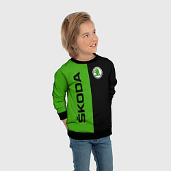 Свитшот детский SKODA черно-зеленый, цвет: 3D-черный — фото 2