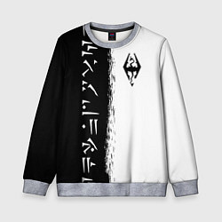 Свитшот детский THE ELDER SCROLLS SKYRIM FUS RO DAH ЧЁРНО БЕЛЫЙ, цвет: 3D-меланж