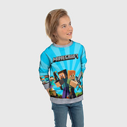 Свитшот детский МАЙНКРАФТ ГЕРОИ ИГРЫ MINECRAFT, цвет: 3D-меланж — фото 2