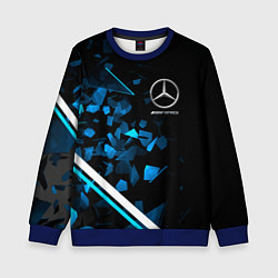 Свитшот детский Mercedes AMG Осколки стекла, цвет: 3D-синий