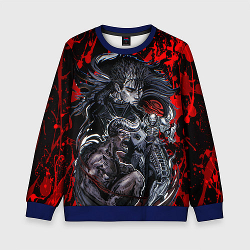 Детский свитшот Берсерк силуэт Гатца и злодеи Кентаро Миура / 3D-Синий – фото 1