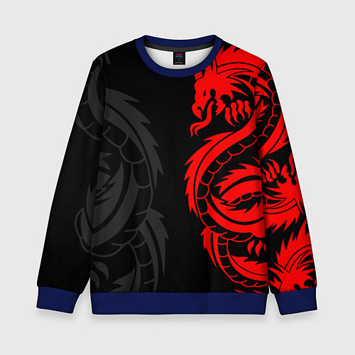 Детский свитшот КРАСНЫЙ ДРАКОН ТАТУ RED DRAGON TATTOO / 3D-Синий – фото 1