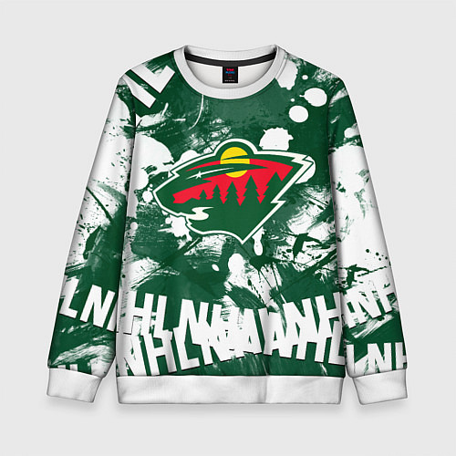 Детский свитшот Minnesota Wild, Миннесота Уайлд / 3D-Белый – фото 1