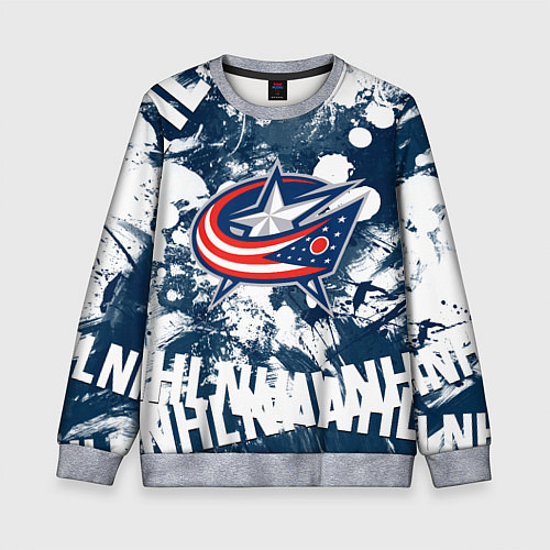 Детский свитшот Коламбус Блю Джекетс, Columbus Blue Jackets / 3D-Меланж – фото 1