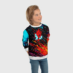 Свитшот детский Cyberpunk 2077 Цветные брызги, цвет: 3D-белый — фото 2