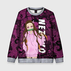 Свитшот детский НЕЗУКО, КЛИНОК РАССЕКАЮЩИЙ ДЕМОНОВ, цвет: 3D-меланж