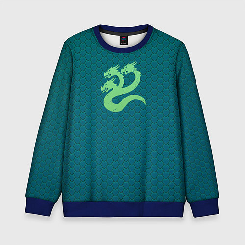 Детский свитшот Альфа Легион чешуя креатив / 3D-Синий – фото 1
