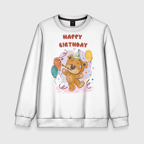 Детский свитшот С днем рождения Медвежонок 5 / 3D-Белый – фото 1