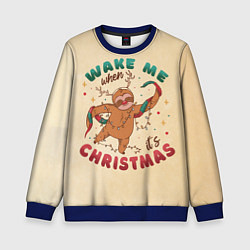 Свитшот детский Новогодний ленивец, цвет: 3D-синий