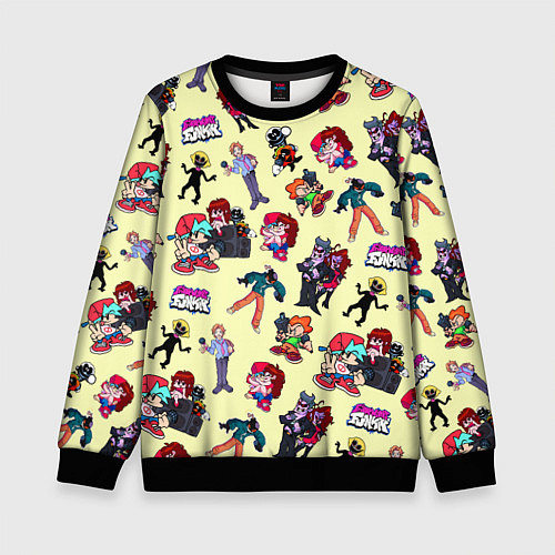 Детский свитшот Friday Night Funkin - все герои / 3D-Черный – фото 1