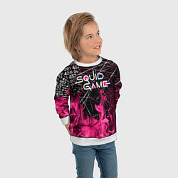 Свитшот детский ИГРА В КАЛЬМАРА ОГОНЬ SQUID GAME FIRE, цвет: 3D-белый — фото 2
