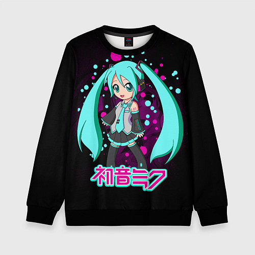 Детский свитшот Мику Хацунэ, Hatsune Miku / 3D-Черный – фото 1